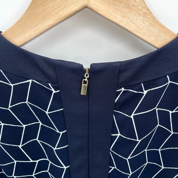 DONNA MORGAN NWT Navy Geometric Sleeveless Sheath Dress // 0 - Picture 8 of 10